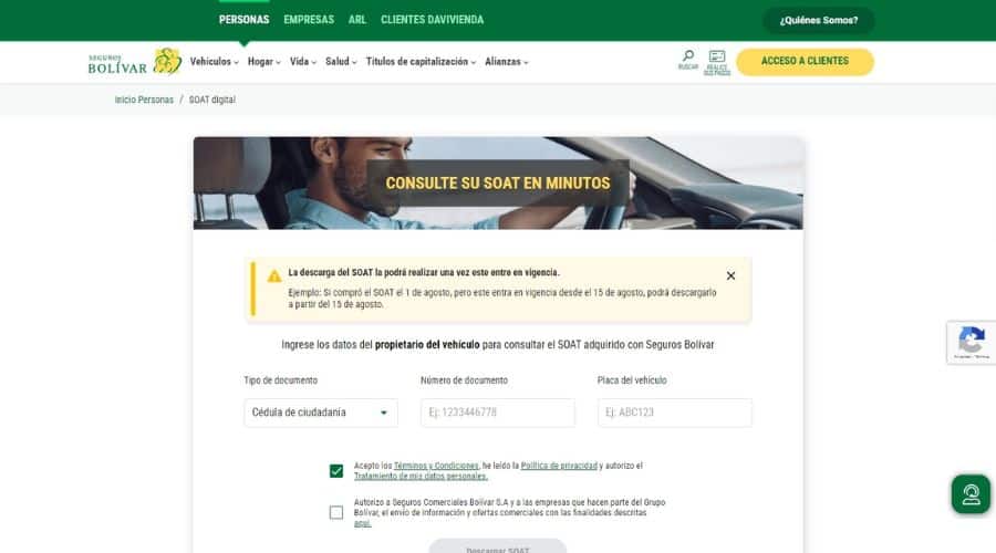 Consulta y Descarga el SOAT Seguros BOLIVAR