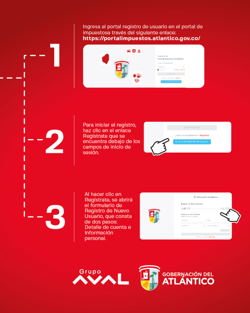 Registro en el portal oficial de la Gobernación del Atlántico para pagar el impuesto vehicular