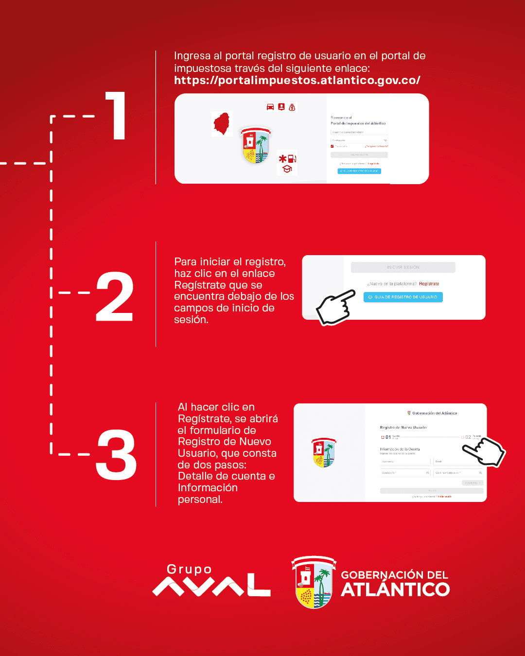 Registro en el portal oficial de la Gobernación del Atlántico para pagar el impuesto vehicular