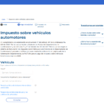 Formulario del portal oficial de la Gobernación de Cundinamarca para pagar el impuesto vehicular